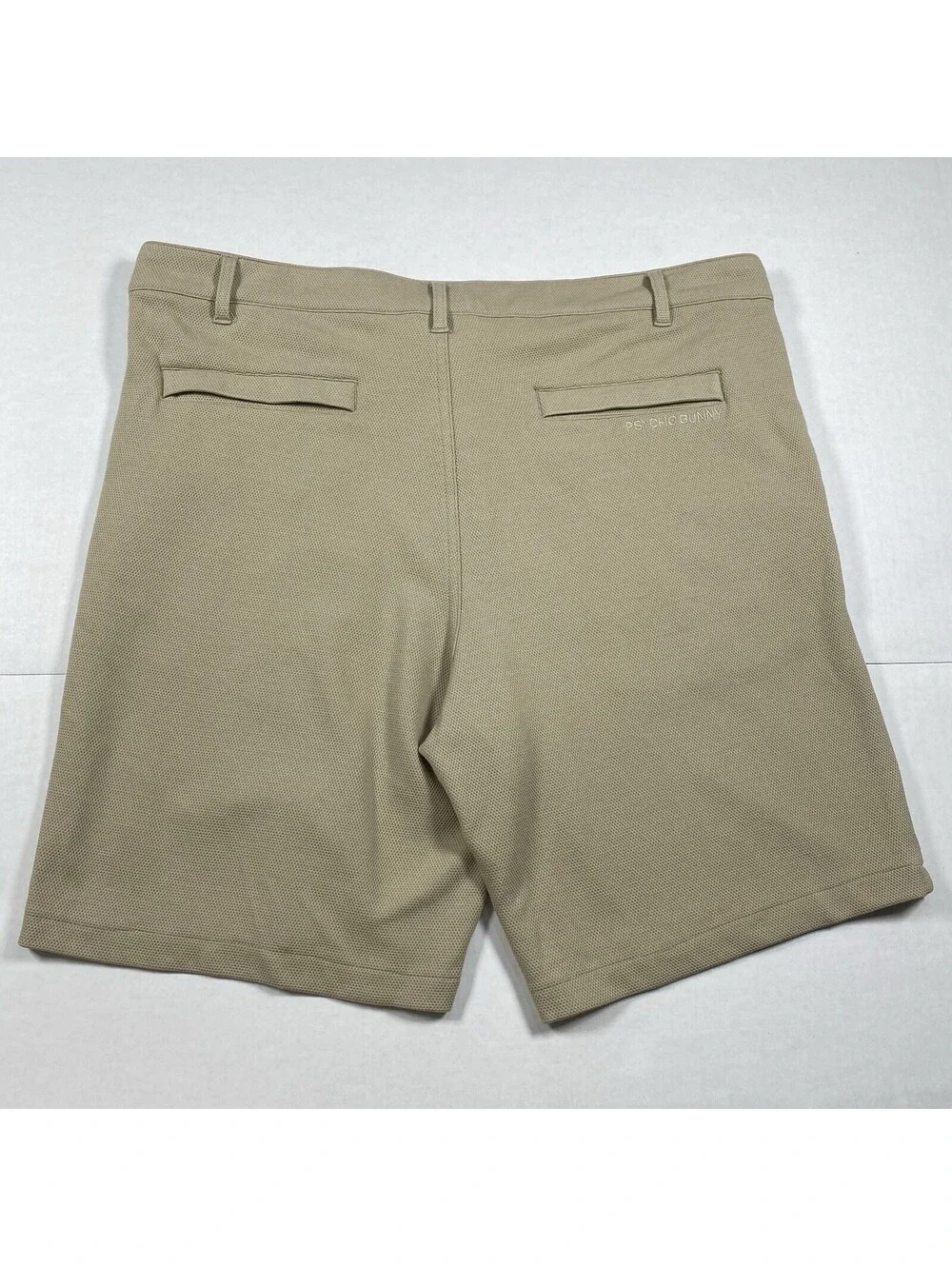 Psycho Bunny Men's Golf Shorts Size 36 Khaki Beige Stretch Flat Front